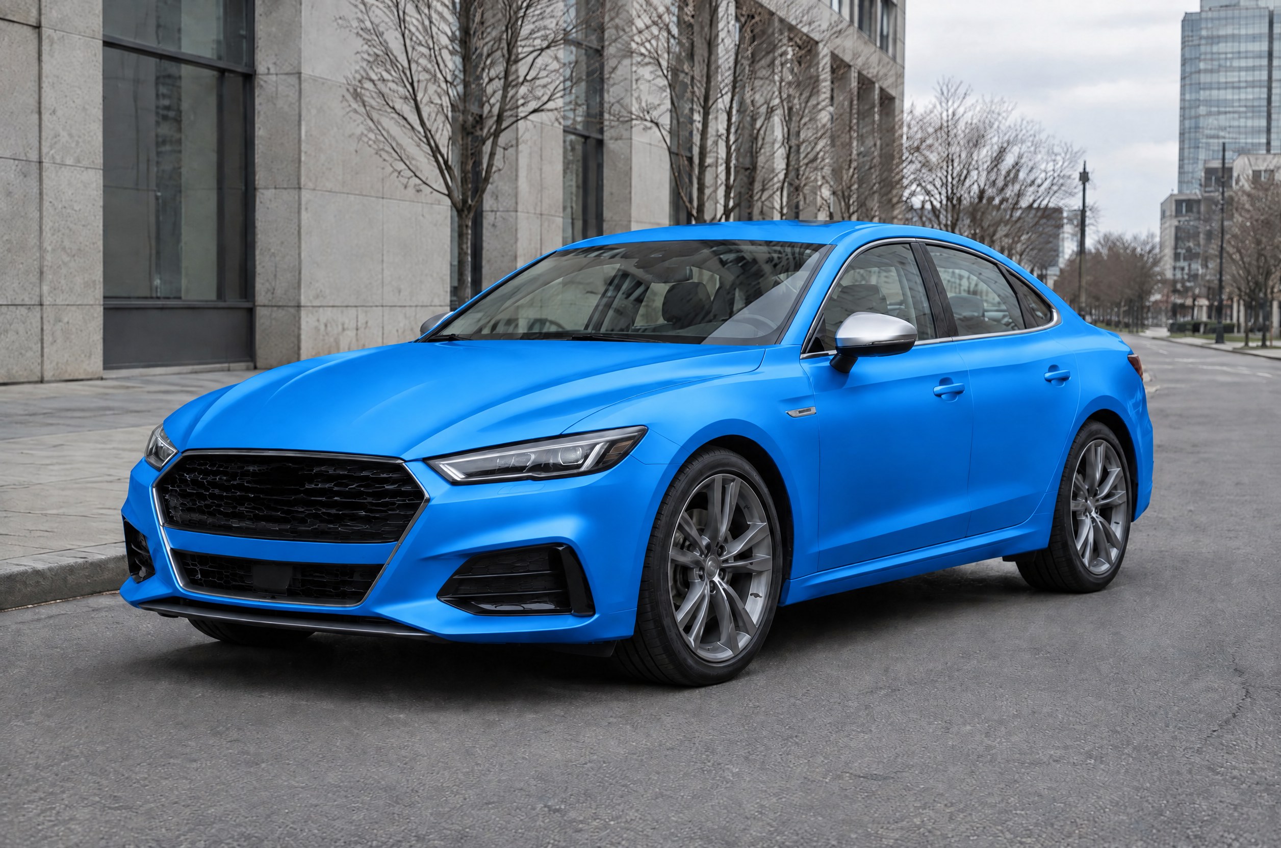 Car Wrap Visualizer: See Your Own Car in Any Color and Finish — Satin Miami blue wrap preview example